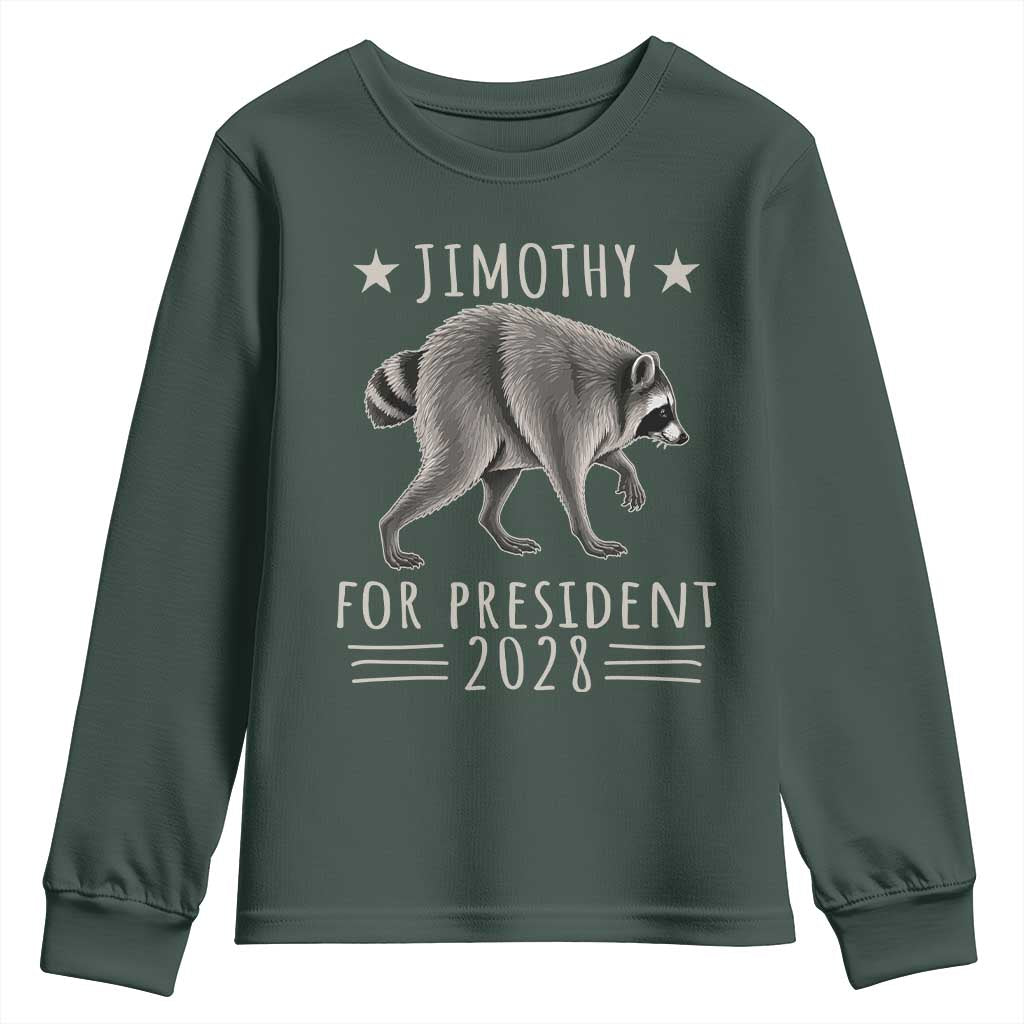 Jimothy For President 2028 Parody Youth Sweatshirt Funny Viral Seattle Raccoon Lover