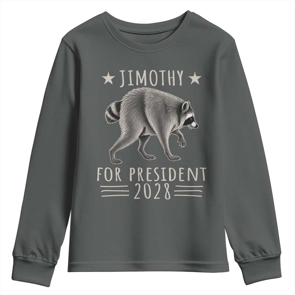 Jimothy For President 2028 Parody Youth Sweatshirt Funny Viral Seattle Raccoon Lover