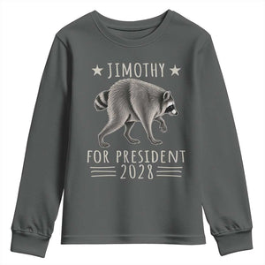 Jimothy For President 2028 Parody Youth Sweatshirt Funny Viral Seattle Raccoon Lover