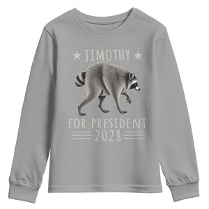 Jimothy For President 2028 Parody Youth Sweatshirt Funny Viral Seattle Raccoon Lover