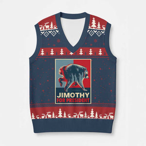 Jimothy For President Parody V-Neck Knit Sweater Vest Hope Style Viral Seattle Raccoon Graphic