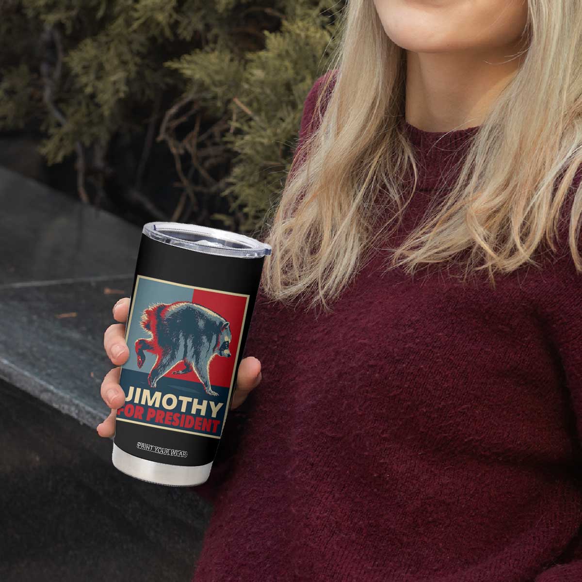 Jimothy For President Parody Tumbler Cup Hope Style Viral Seattle Raccoon Graphic