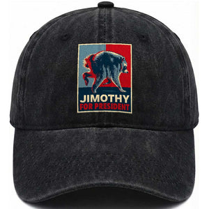 Jimothy For President Parody Washed Cotton Baseball Cap Hope Style Viral Seattle Raccoon Graphic