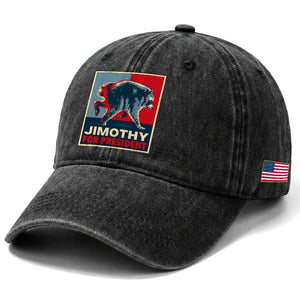 Jimothy For President Parody Washed Cotton Baseball Cap Hope Style Viral Seattle Raccoon Graphic