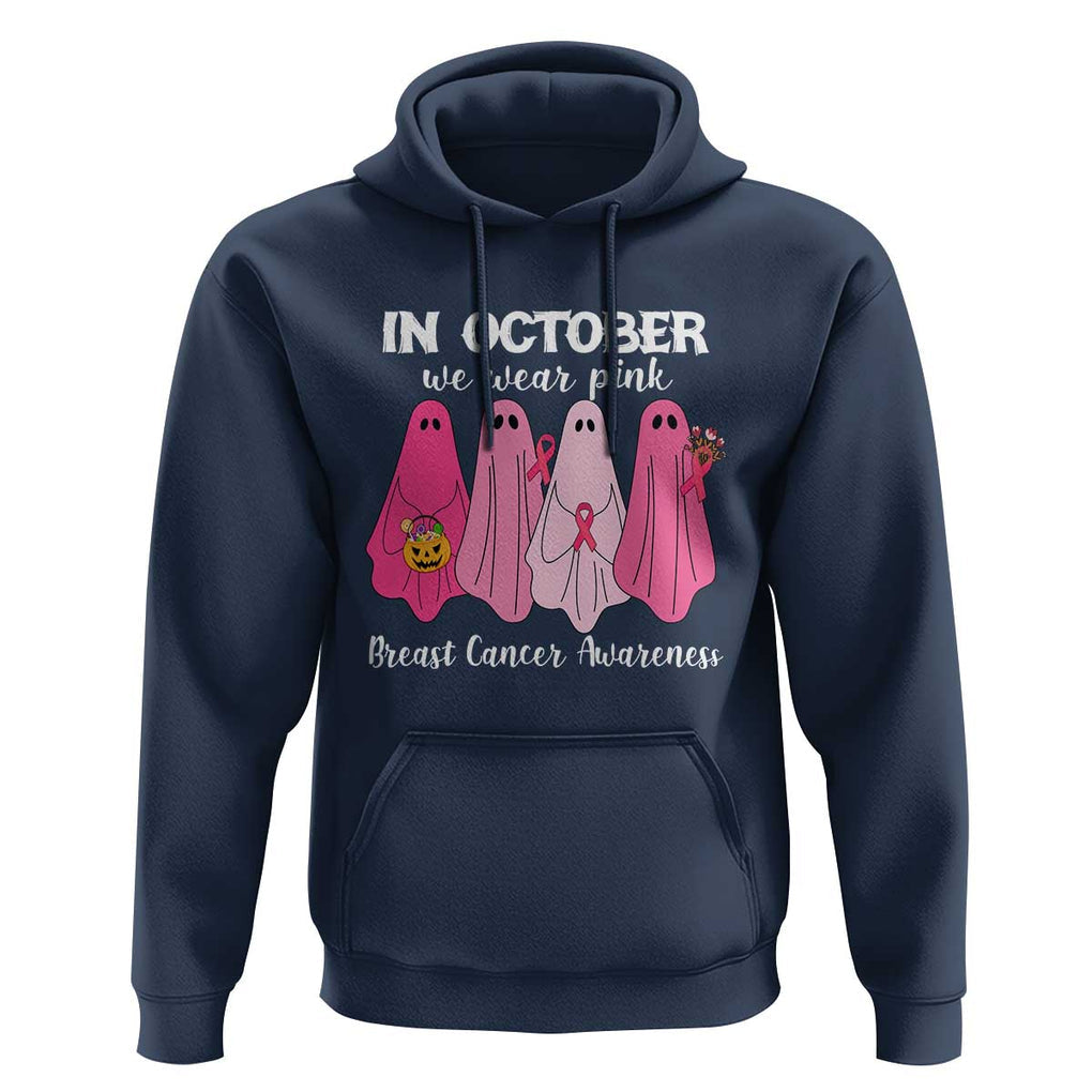 Breast Cancer Boo Sheet Hoodie In October We Wear Pink Ribbon Support TS02 Navy Print Your Wear