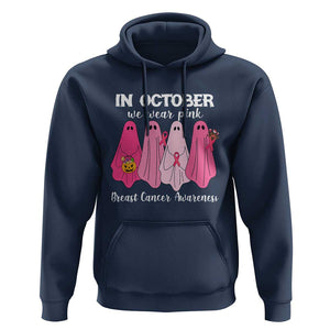 Breast Cancer Boo Sheet Hoodie In October We Wear Pink Ribbon Support TS02 Navy Print Your Wear