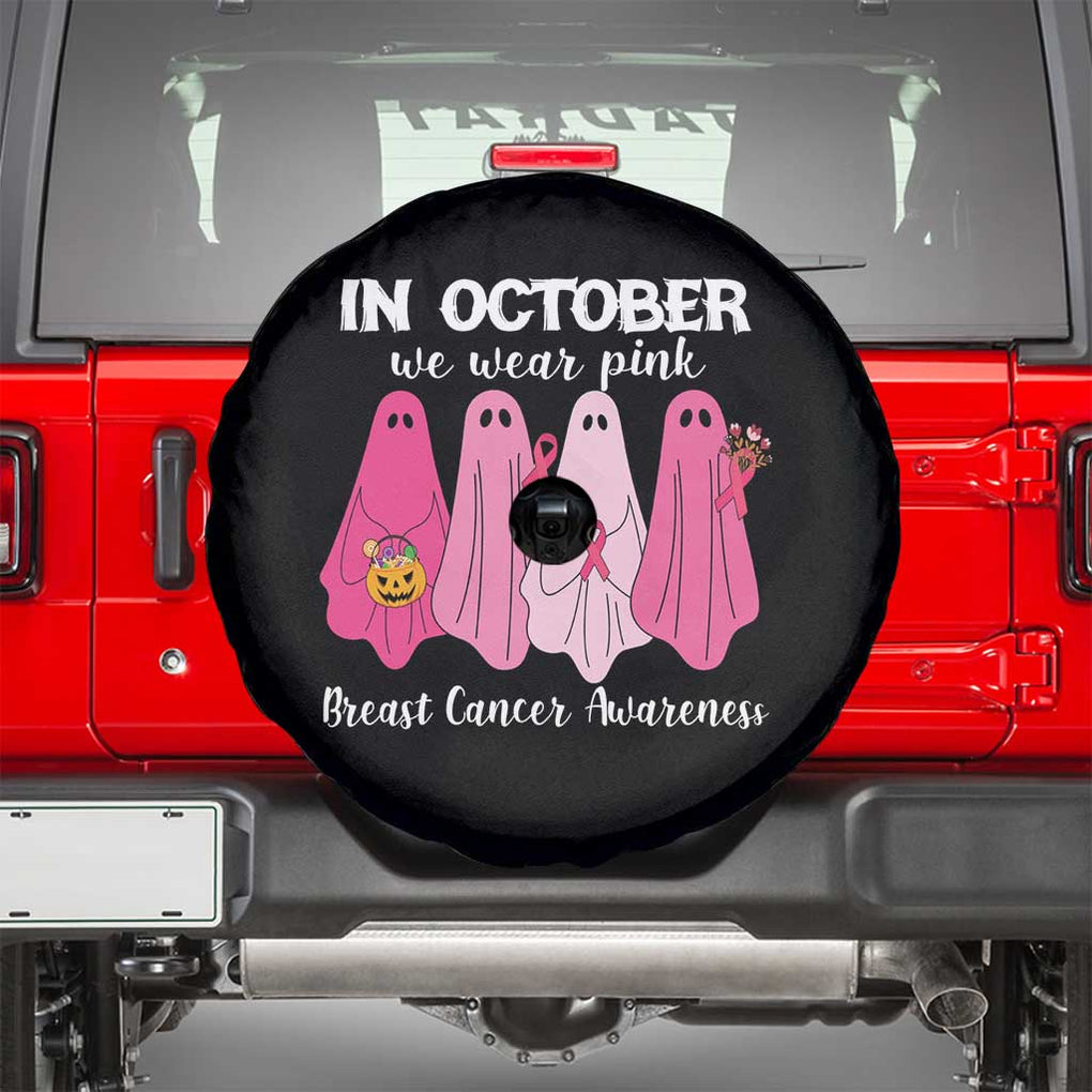 Breast Cancer Boo Sheet Spare Tire Cover In October We Wear Pink Ribbon Support Breast Cancer Warrior TS02 Black Print Your Wear