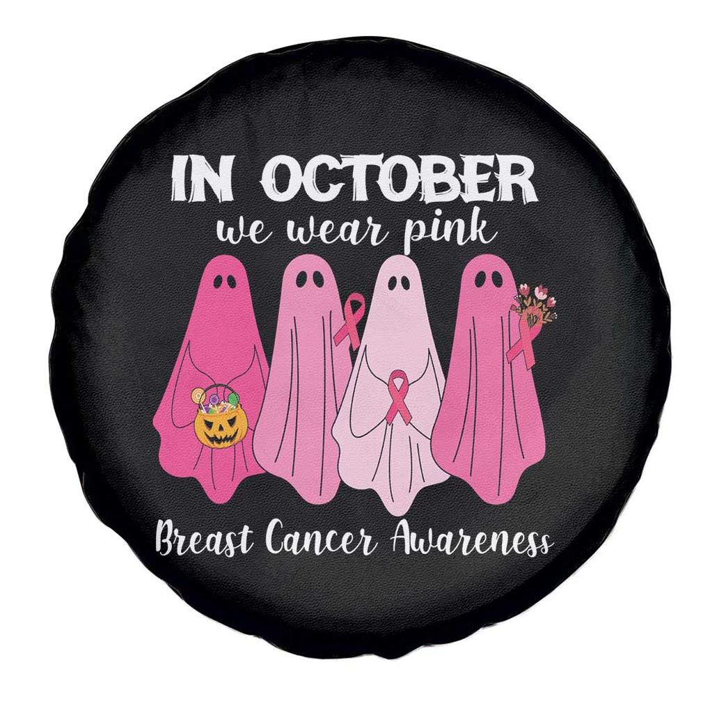 Breast Cancer Boo Sheet Spare Tire Cover In October We Wear Pink Ribbon Support Breast Cancer Warrior TS02 Print Your Wear
