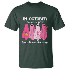 Breast Cancer Boo Sheet T Shirt In October We Wear Pink Ribbon Support TS02 Dark Forest Green Print Your Wear
