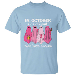 Breast Cancer Boo Sheet T Shirt In October We Wear Pink Ribbon Support TS02 Light Blue Print Your Wear