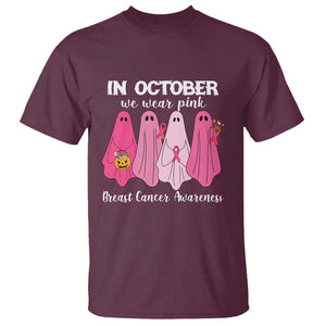 Breast Cancer Boo Sheet T Shirt In October We Wear Pink Ribbon Support TS02 Maroon Print Your Wear