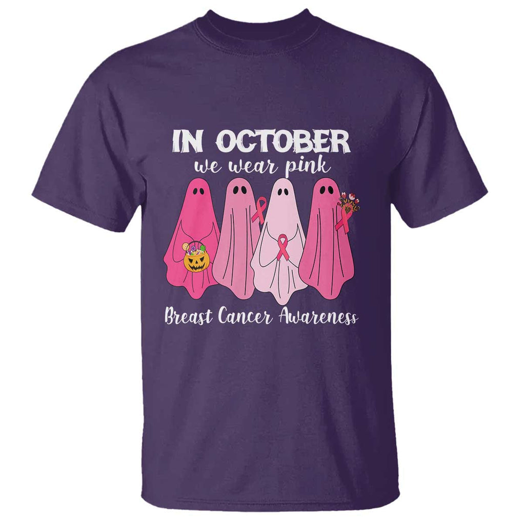 Breast Cancer Boo Sheet T Shirt In October We Wear Pink Ribbon Support TS02 Purple Print Your Wear