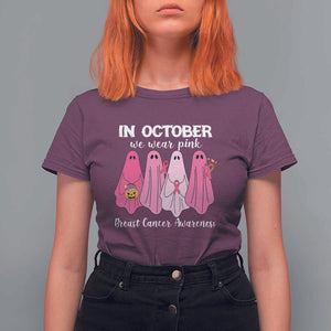 Breast Cancer Boo Sheet T Shirt For Women In October We Wear Pink Ribbon Support TS02 Maroon Print Your Wear