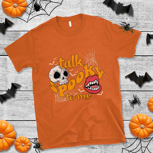 Spooky Halloween T Shirt Talk Spooky To Me Skull Vampire Mouth TS02 Orange Print Your Wear