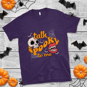 Spooky Halloween T Shirt Talk Spooky To Me Skull Vampire Mouth TS02 Purple Print Your Wear