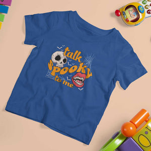 Spooky Halloween T Shirt For Kid Talk Spooky To Me Skull Vampire Mouth TS02 Royal Blue Print Your Wear
