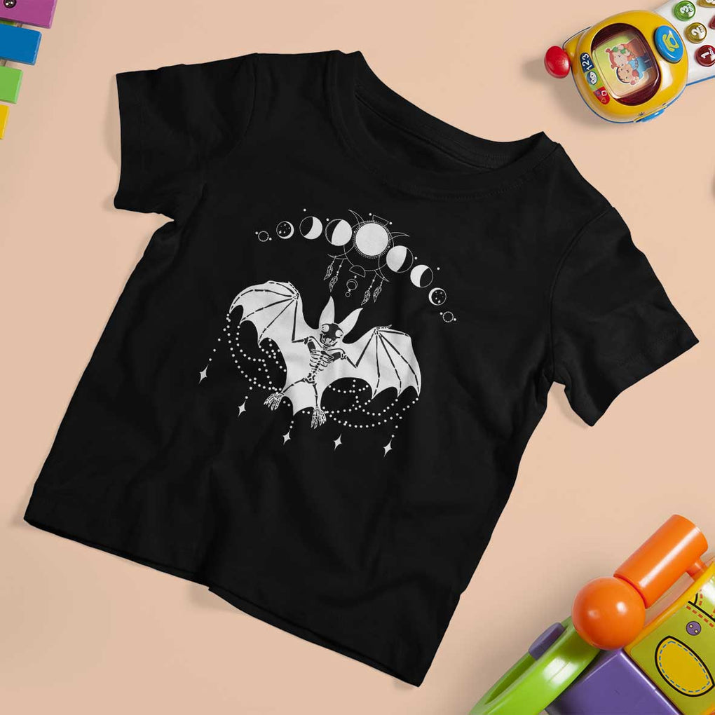 Halloween Bat T Shirt For Kid Stay Spooky Witchy Celestial Dark Academia TS02 Black Print Your Wear