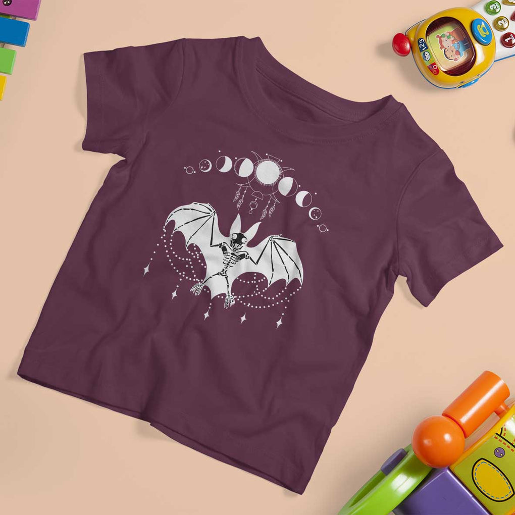 Halloween Bat T Shirt For Kid Stay Spooky Witchy Celestial Dark Academia TS02 Maroon Print Your Wear