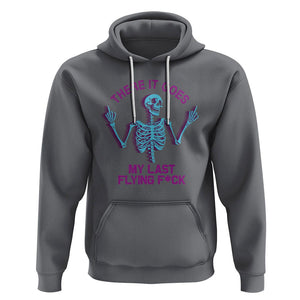 Funny Skeleton Hoodie There It Goes My Last Flying F*ck Middle Finger Sarcasm TS02 Charcoal Printyourwear