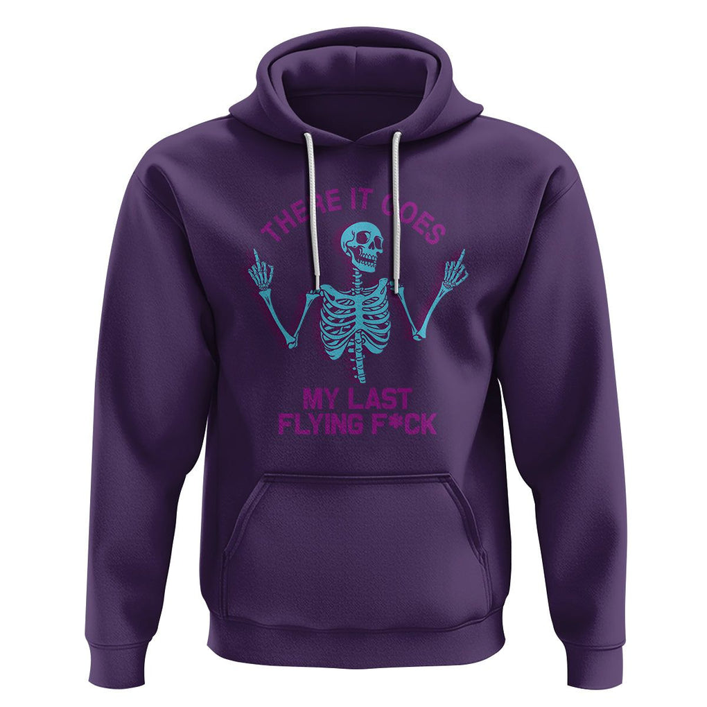 Funny Skeleton Hoodie There It Goes My Last Flying F*ck Middle Finger Sarcasm TS02 Purple Printyourwear