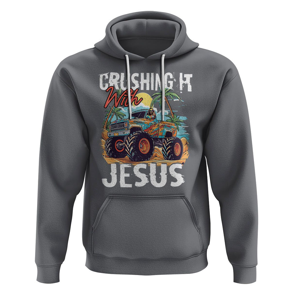 Funny Jesus Hoodie Crushing It With Jesus TS02 Charcoal Printyourwear