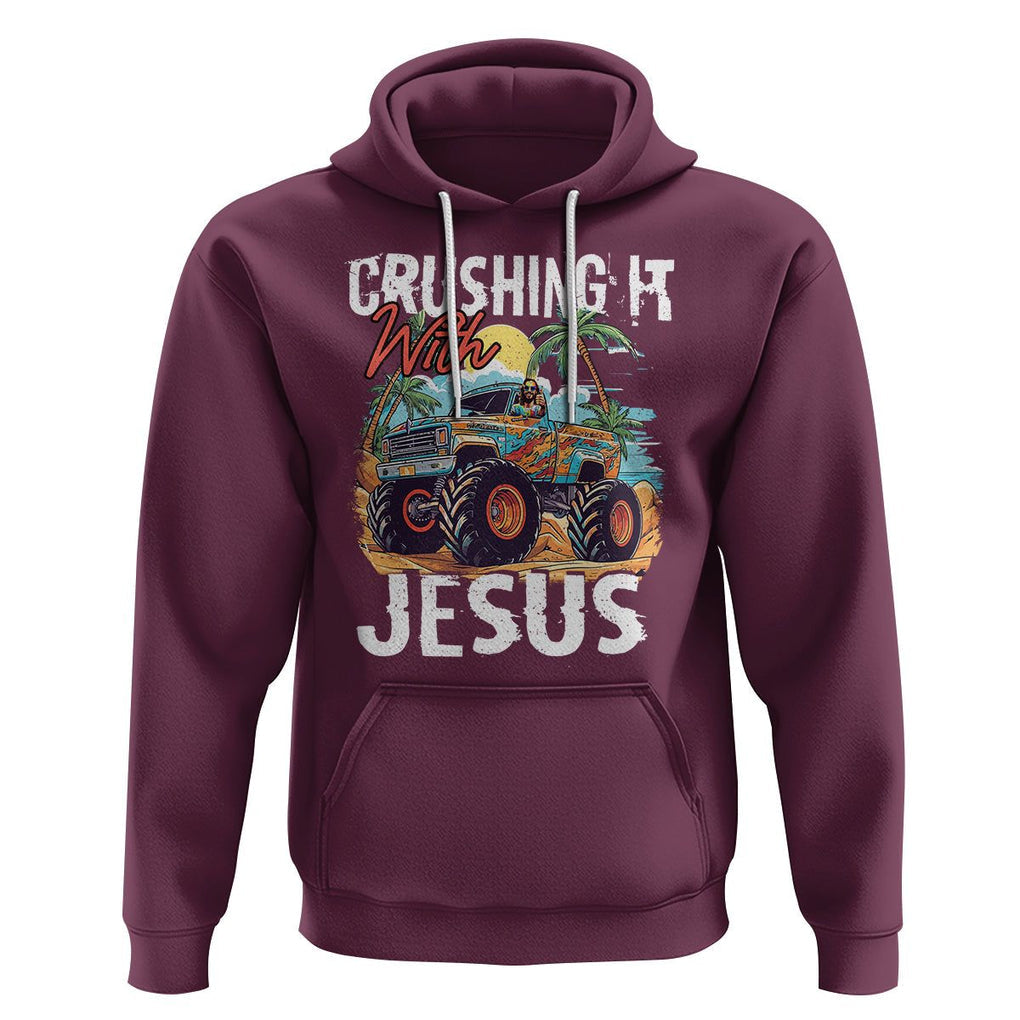 Funny Jesus Hoodie Crushing It With Jesus TS02 Maroon Printyourwear