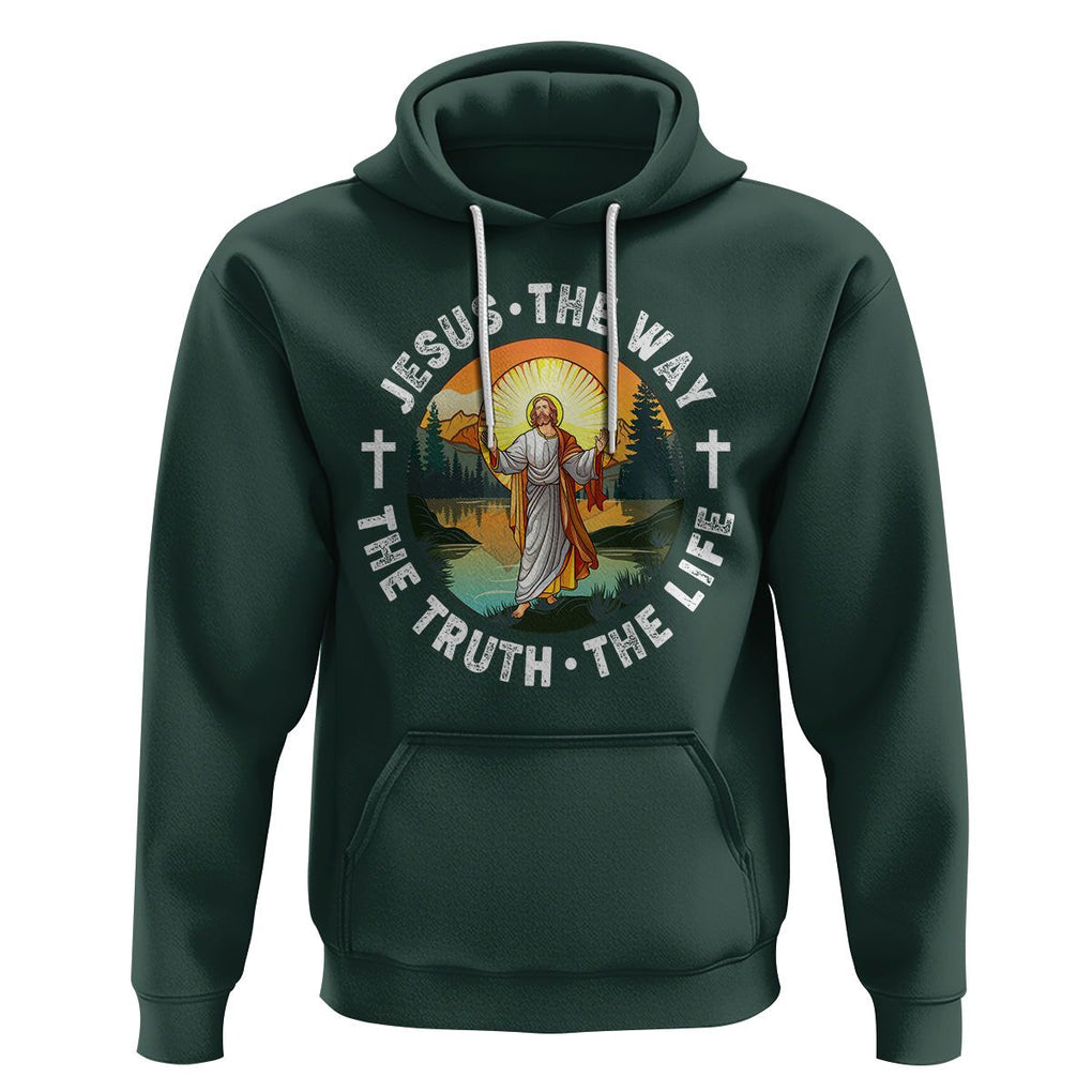 Jesus Hoodie The Way The Truth The Life TS02 Dark Forest Green Printyourwear