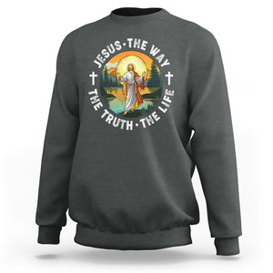 Jesus Sweatshirt The Way The Truth The Life TS02 Dark Heather Printyourwear