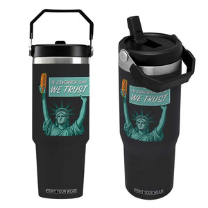 In Sandwich Guy We Trust Flip Straw Tumbler Funny Liberty with Baguette Parody Graphic Political Satire TS02 One Size: 30 oz Black Print Your Wear
