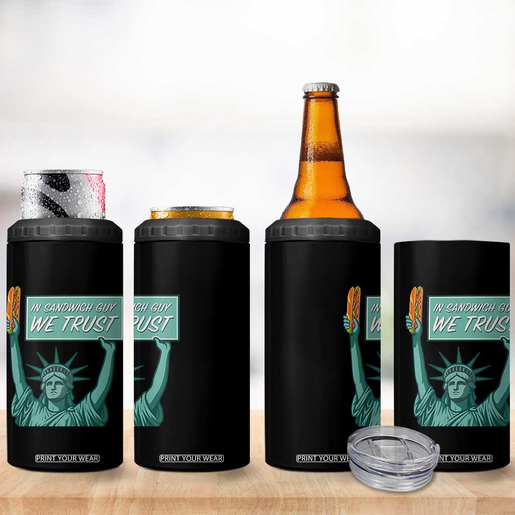 In Sandwich Guy We Trust 4 in 1 Can Cooler Tumbler Funny Liberty with Baguette Parody Graphic Political Satire TS02 Print Your Wear