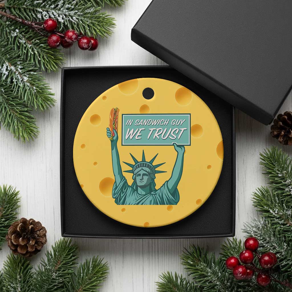 In Sandwich Guy We Trust Ceramic Ornament Funny Liberty with Baguette Parody Graphic Political Satire TS02 1pc Yellow Cheese Print Your Wear