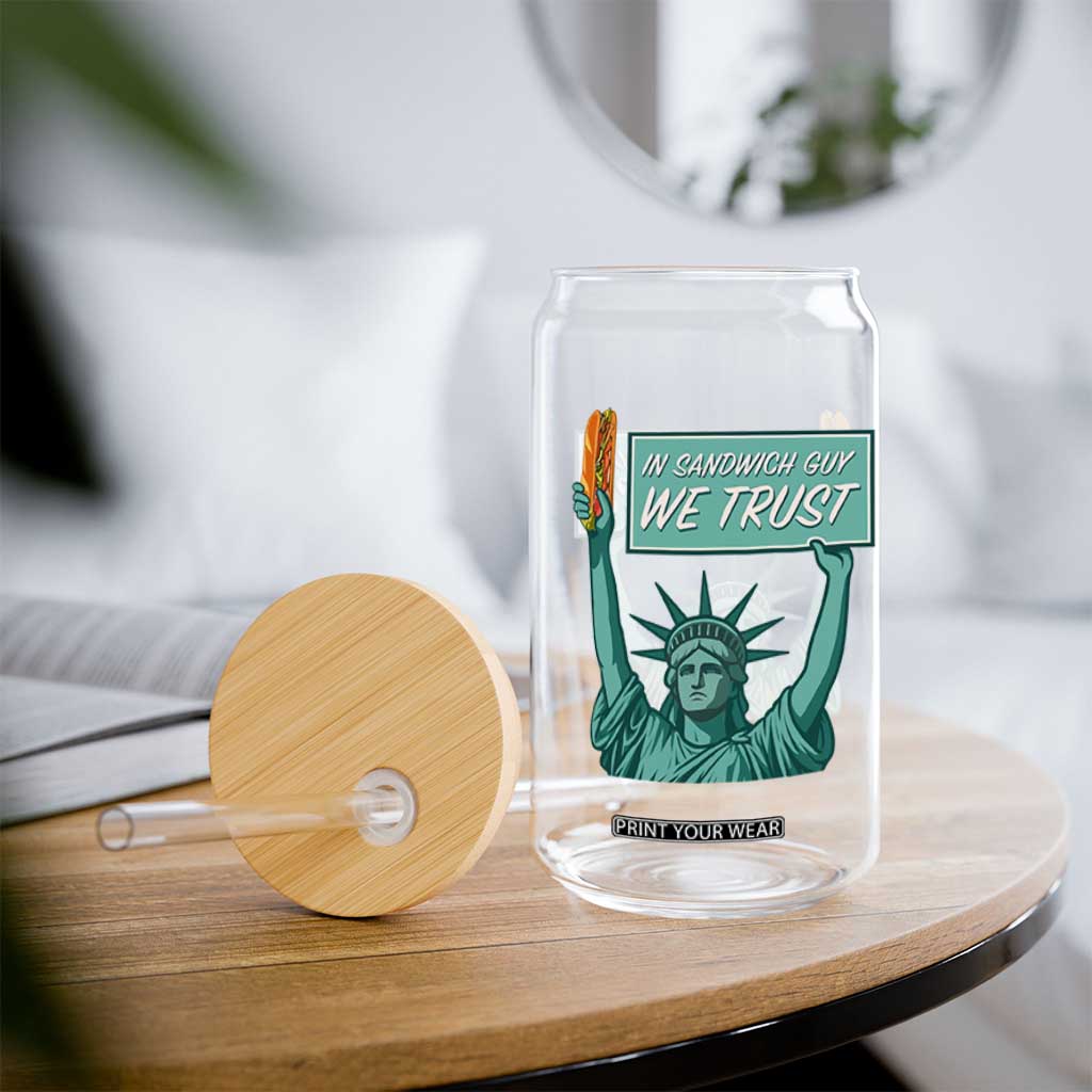 In Sandwich Guy We Trust Glass Can Funny Liberty with Baguette Parody Graphic Political Satire TS02 Print Your Wear