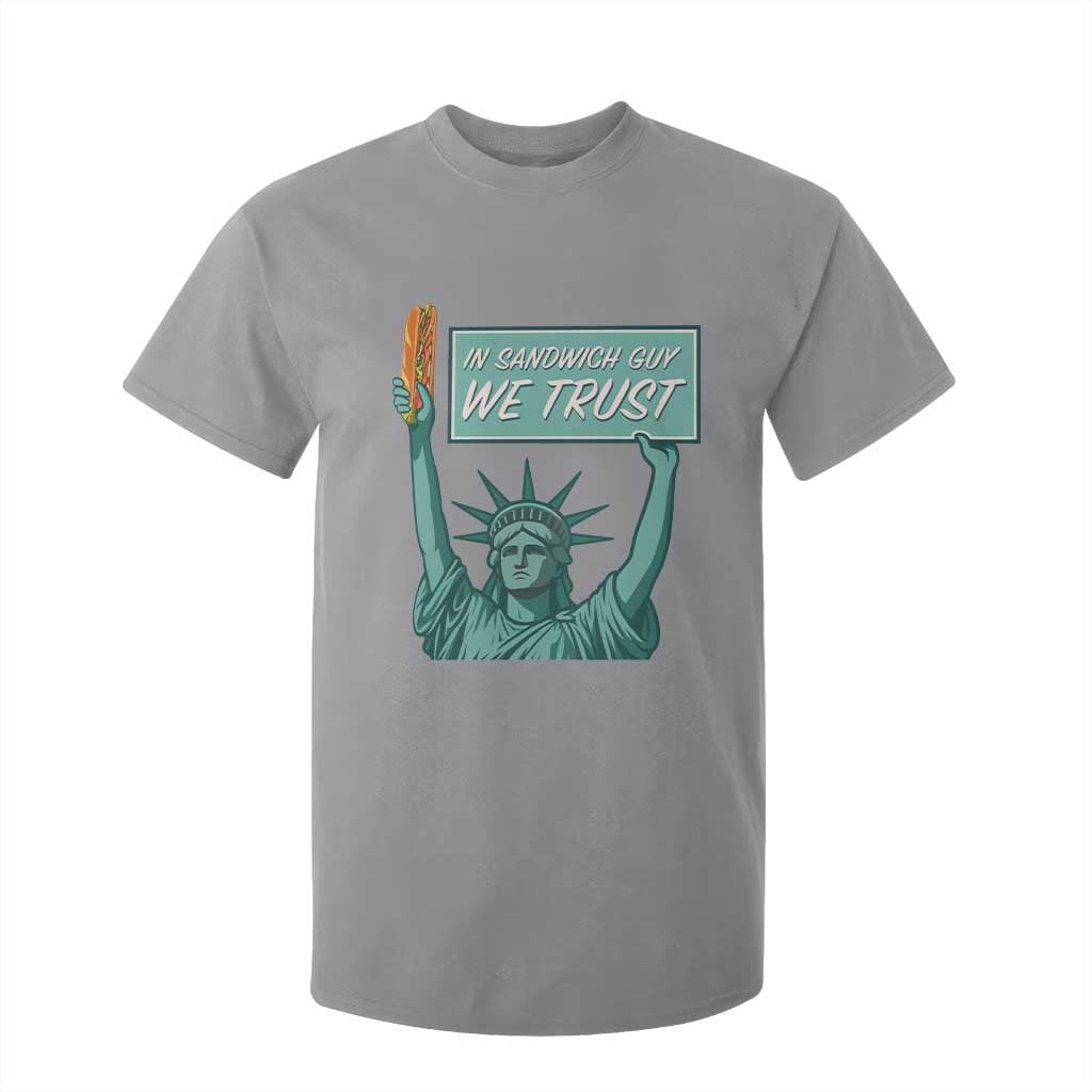In Sandwich Guy We Trust T Shirt For Kid Funny Liberty with Baguette Parody Graphic Political Satire TS02 Sport Gray Print Your Wear