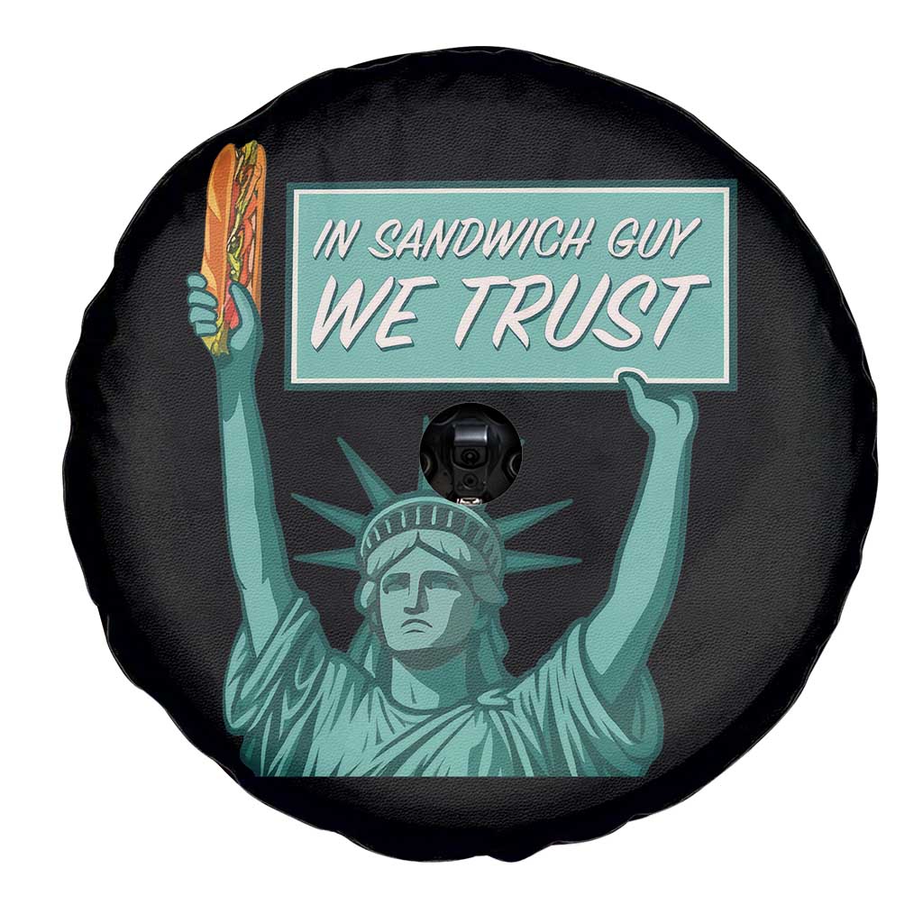 In Sandwich Guy We Trust Spare Tire Cover Funny Liberty with Baguette Parody Graphic Political Satire TS02 Print Your Wear