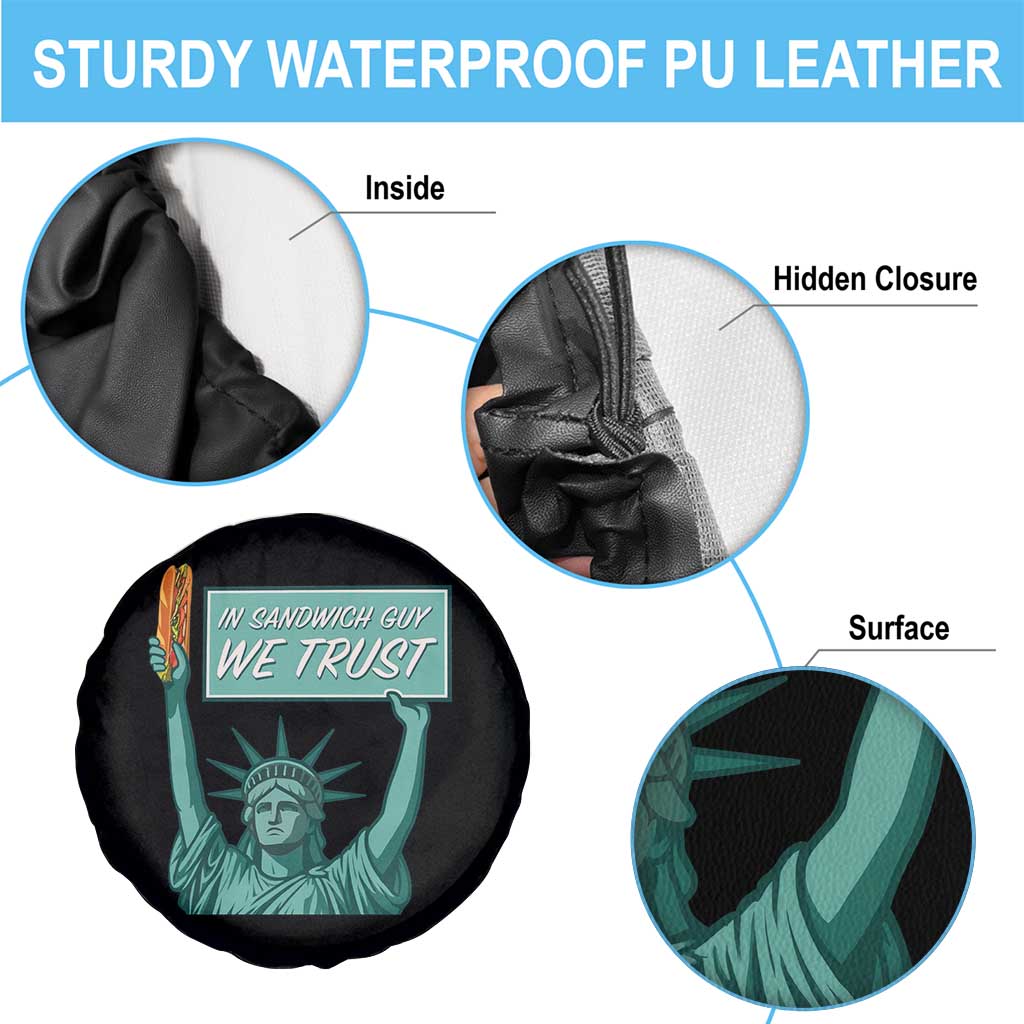 In Sandwich Guy We Trust Spare Tire Cover Funny Liberty with Baguette Parody Graphic Political Satire TS02 Print Your Wear