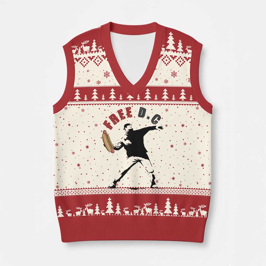 Free DC Sandwich Toss V-Neck Knit Sweater Vest Washington DC Political Satire TS02 Beige Red Print Your Wear