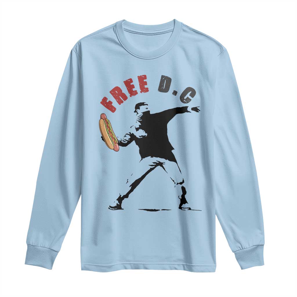 Free DC Sandwich Toss Long Sleeve Shirt Washington DC Political Satire TS02 Light Blue Print Your Wear