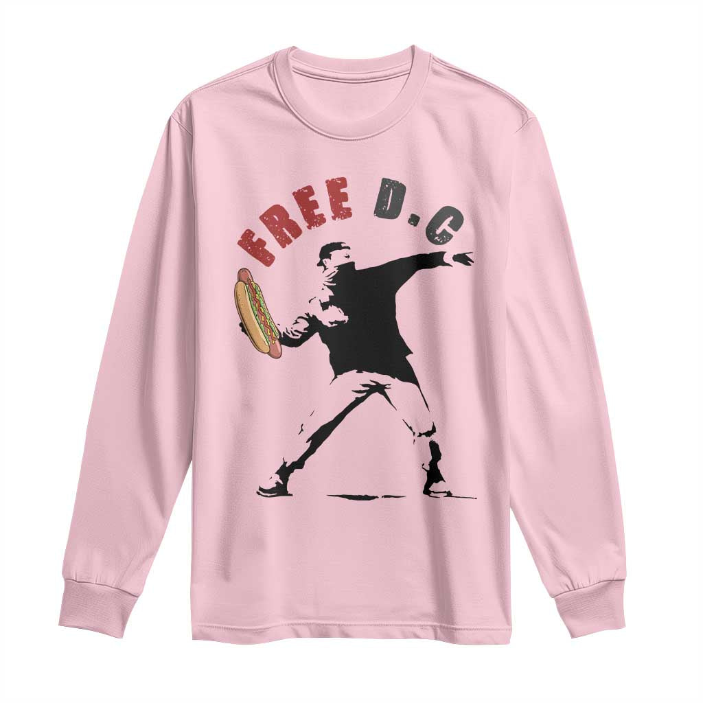 Free DC Sandwich Toss Long Sleeve Shirt Washington DC Political Satire TS02 Light Pink Print Your Wear