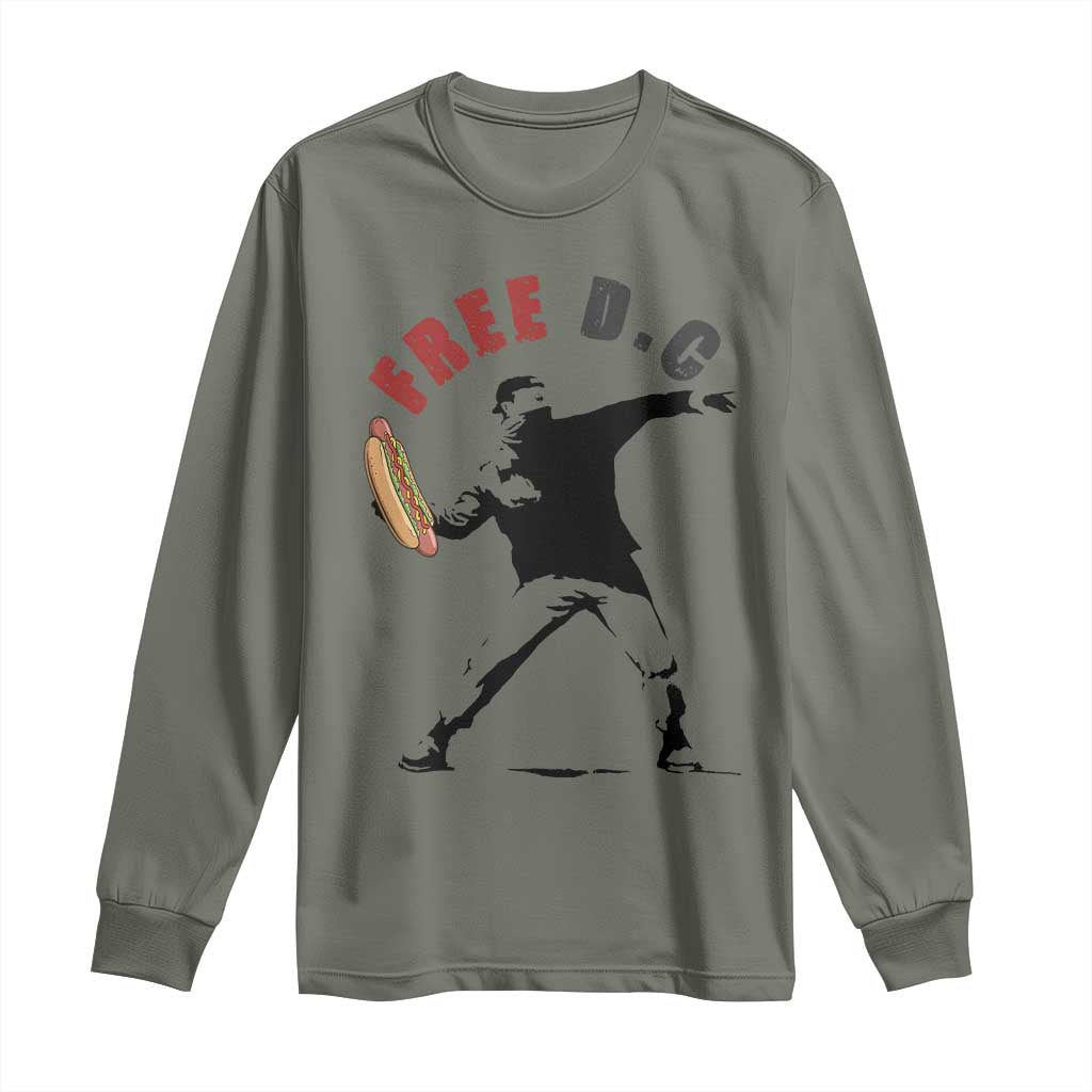 Free DC Sandwich Toss Long Sleeve Shirt Washington DC Political Satire TS02 Military Green Print Your Wear