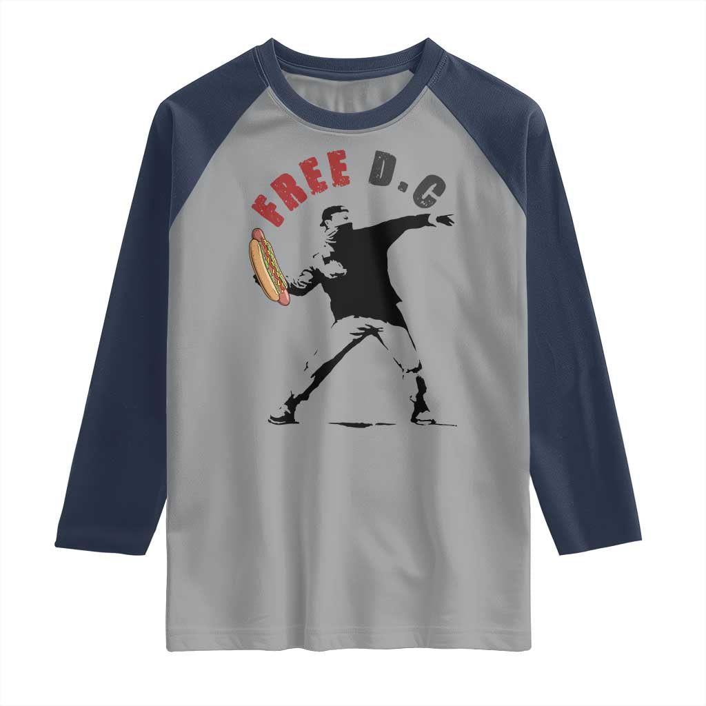Free DC Sandwich Toss Raglan Shirt Washington DC Political Satire TS02 Sport Gray Navy Print Your Wear