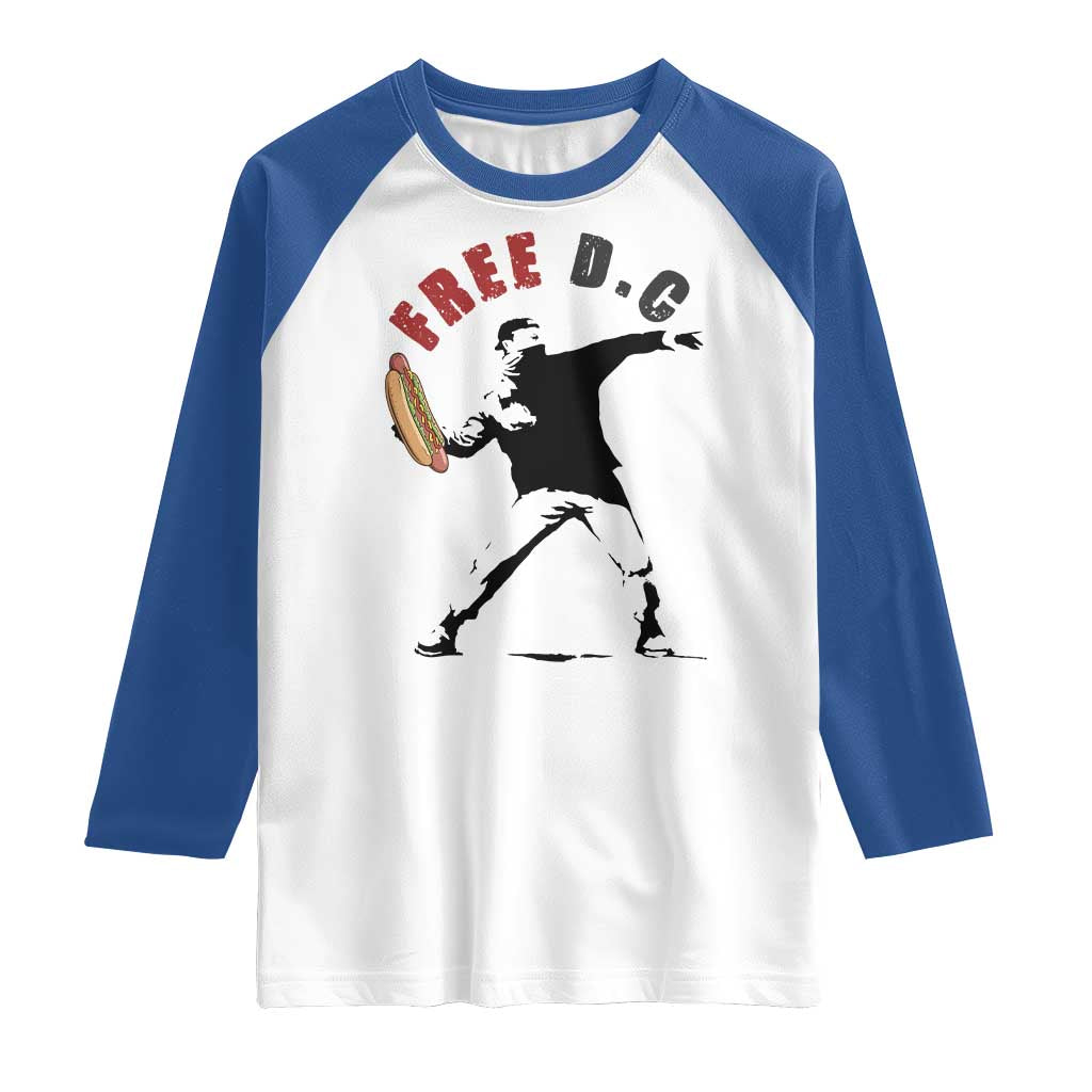 Free DC Sandwich Toss Raglan Shirt Washington DC Political Satire TS02 White Royal Print Your Wear