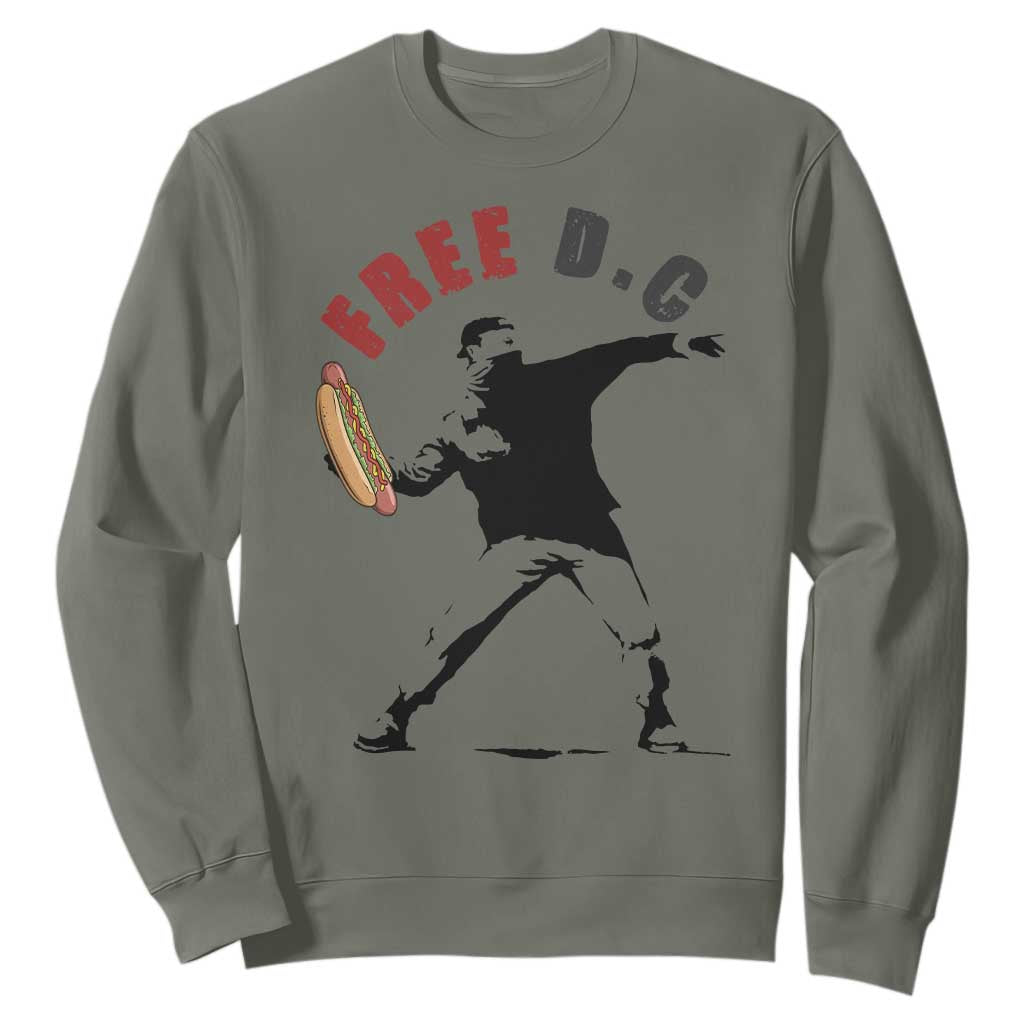 Free DC Sandwich Toss Sweatshirt Washington DC Political Satire TS02 Military Green Print Your Wear
