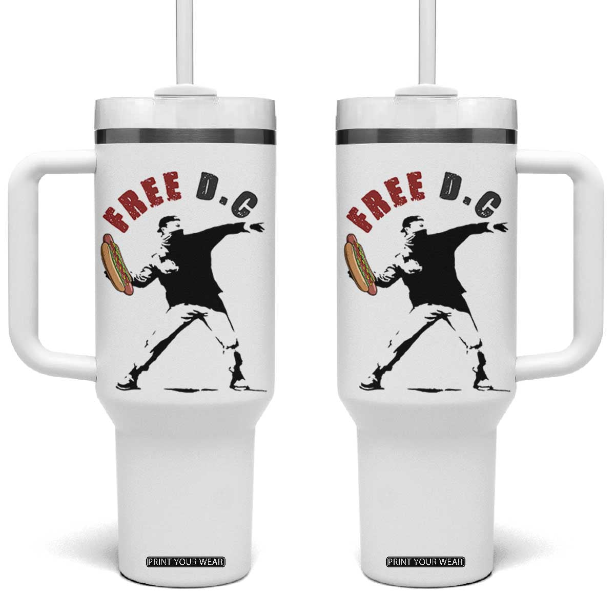 Free DC Sandwich Toss Tumbler With Handle Washington DC Political Satire TS02 One Size: 40 oz White Print Your Wear