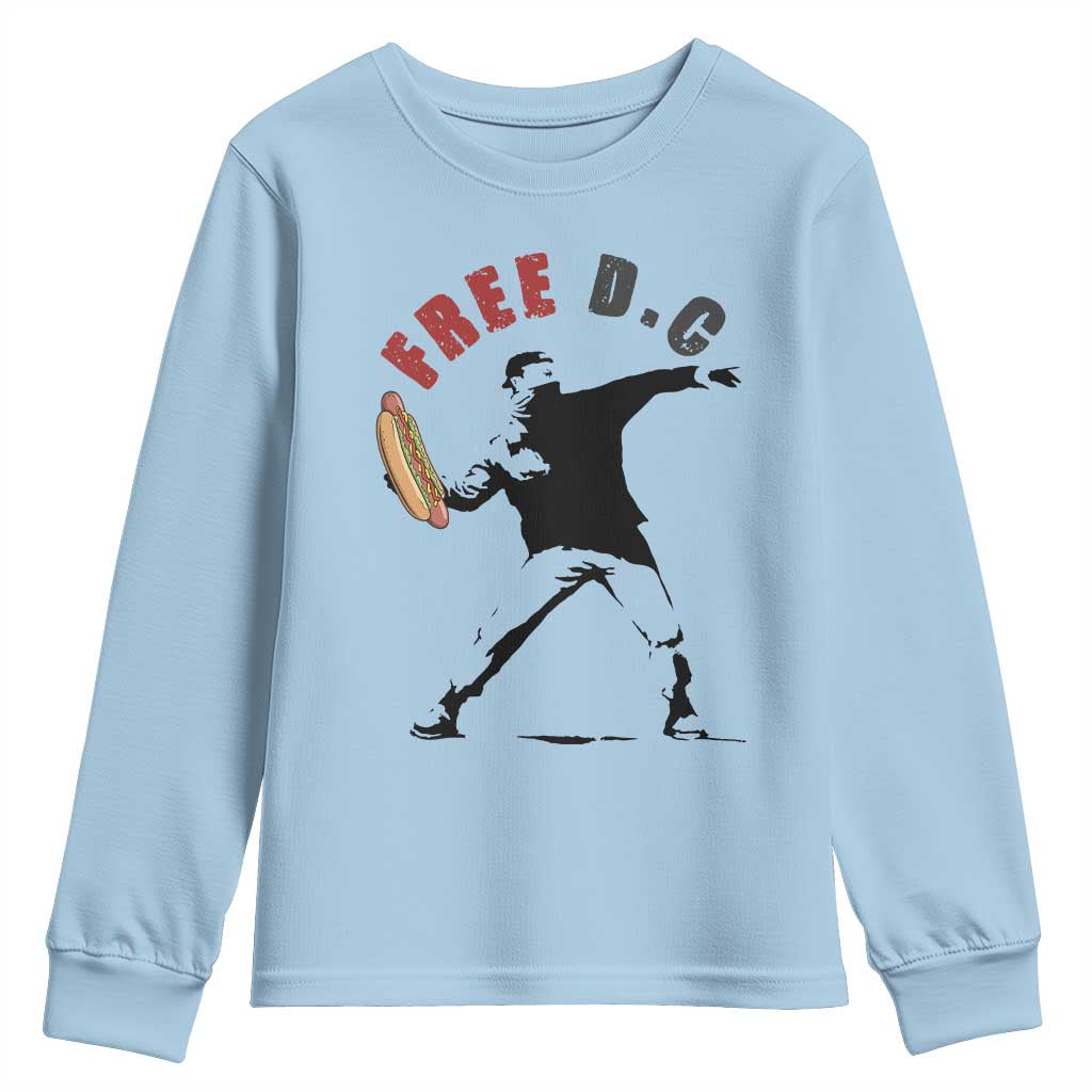Free DC Sandwich Toss Youth Sweatshirt Washington DC Political Satire TS02 Light Blue Print Your Wear