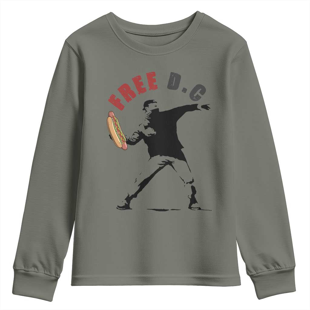 Free DC Sandwich Toss Youth Sweatshirt Washington DC Political Satire TS02 Military Green Print Your Wear