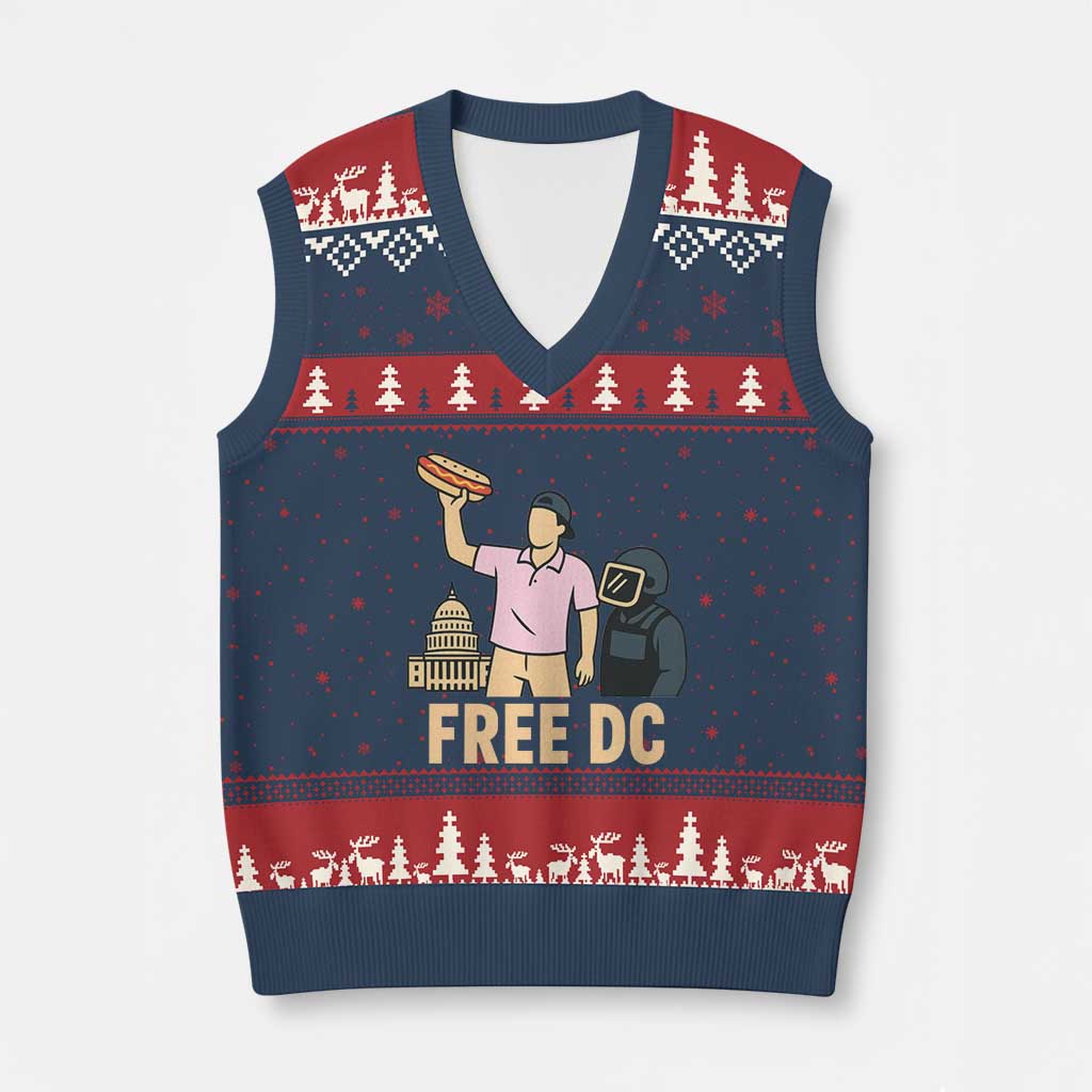 Free DC Sandwich Guy V-Neck Knit Sweater Vest Washington DC Pride Political Satire TS02 Navy Red Print Your Wear