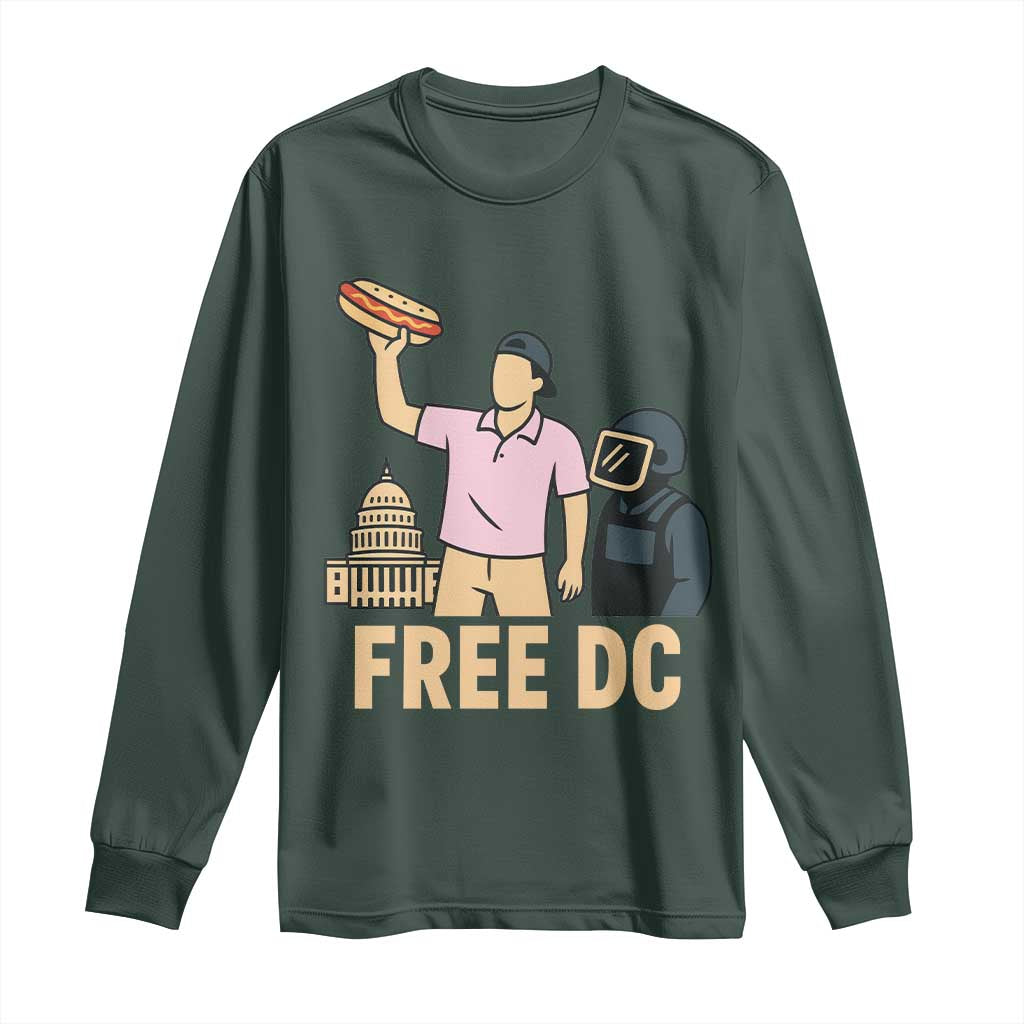 Free DC Sandwich Guy Long Sleeve Shirt Washington DC Pride Political Satire TS02 Dark Forest Green Print Your Wear