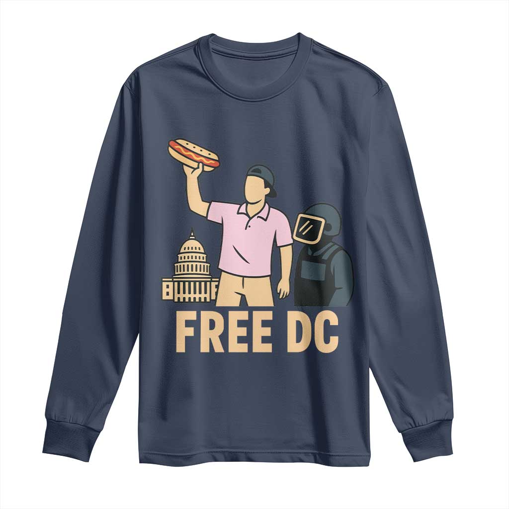 Free DC Sandwich Guy Long Sleeve Shirt Washington DC Pride Political Satire TS02 Navy Print Your Wear