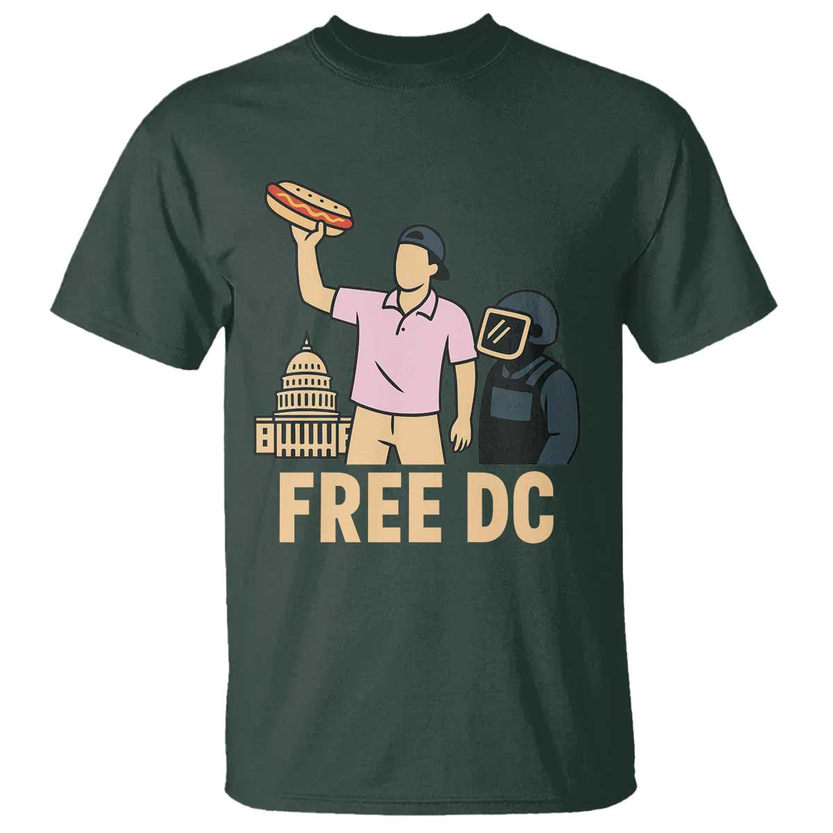 Free DC Sandwich Guy T Shirt Washington DC Pride Political Satire TS02 Dark Forest Green Print Your Wear