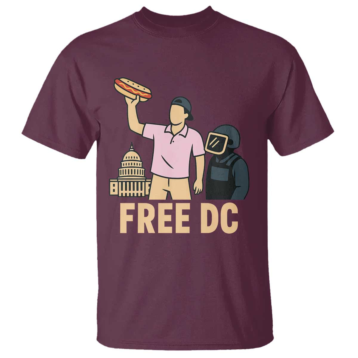 Free DC Sandwich Guy T Shirt Washington DC Pride Political Satire TS02 Maroon Print Your Wear